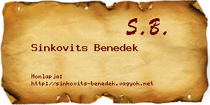 Sinkovits Benedek névjegykártya